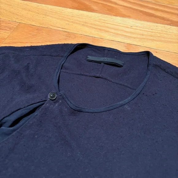 Ziggy Chen 2013 Archive Knotted Pleated Navy Blue Crew Neck T-Shirt Size Large L Shirts